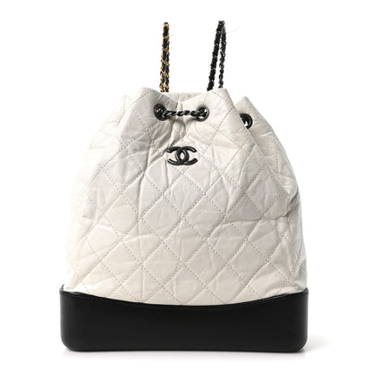 Chanel Aged Calfskin Quilted Gabrielle Backpack Black White 1 of 10