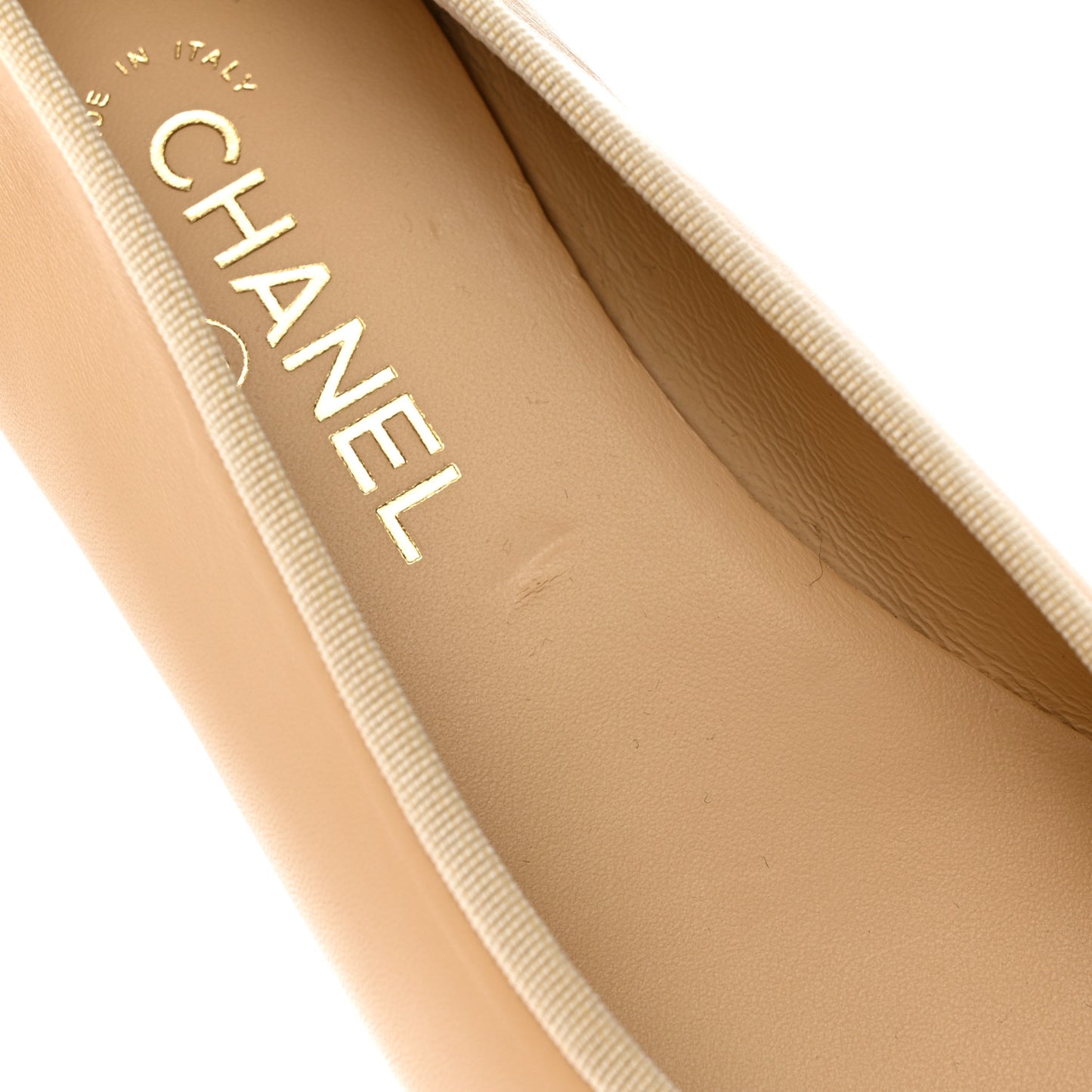 Lambskin Cap Toe Ballerina Flats 39.5 Beige Black