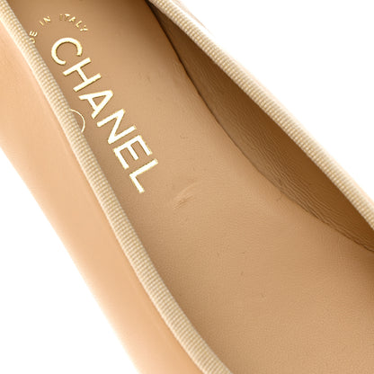 Chanel Lambskin Cap Toe Ballerina Flats 39.5 Beige Black 9 of 11