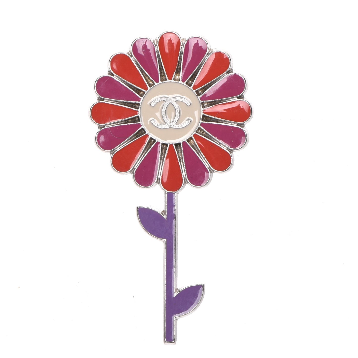 Enamel Sunflower CC Brooch Orange Purple