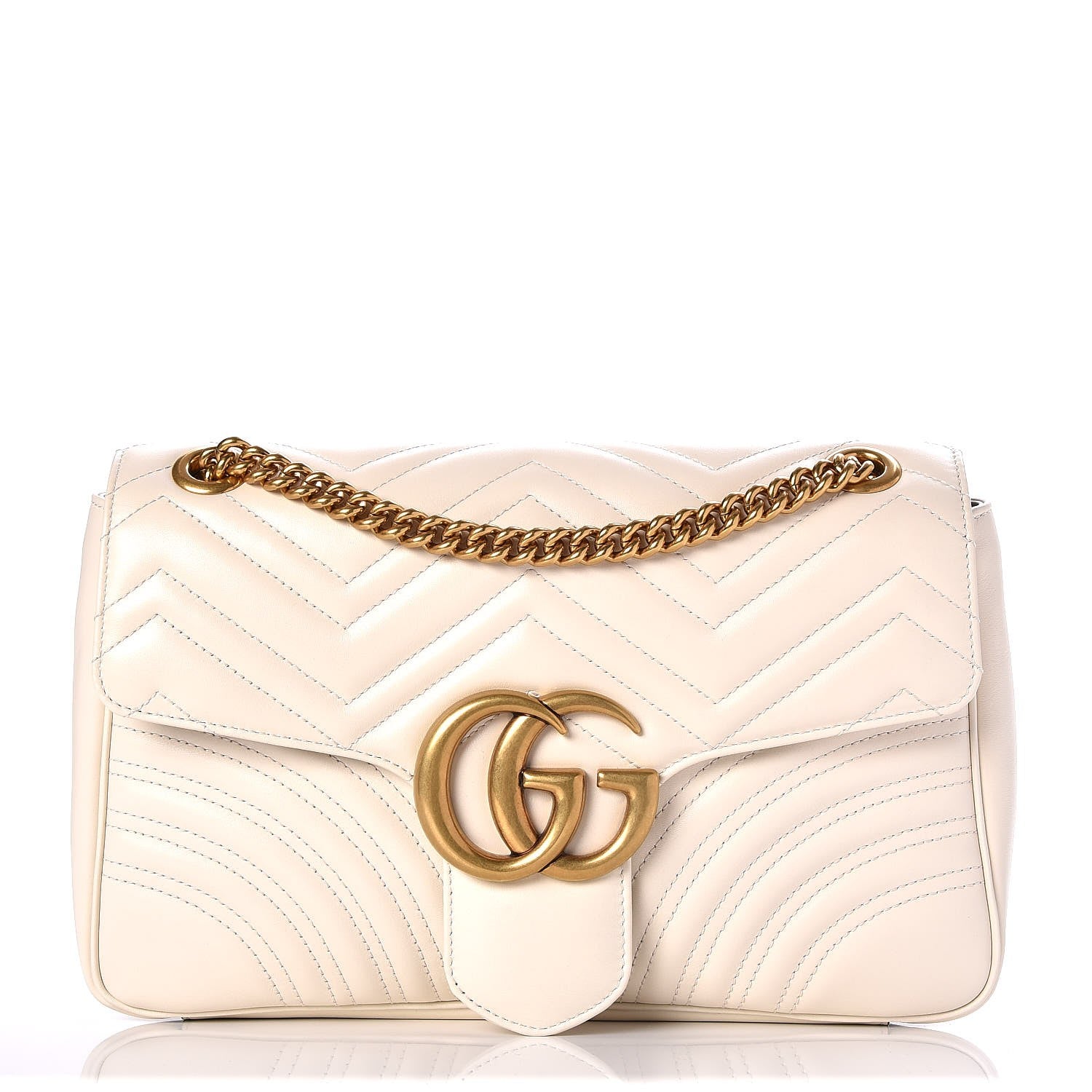 Gucci Calfskin Matelasse Medium GG Marmont Shoulder Bag White 1 of 6