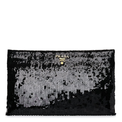 Prada Sequin Pochette Clutch Black 1 of 10