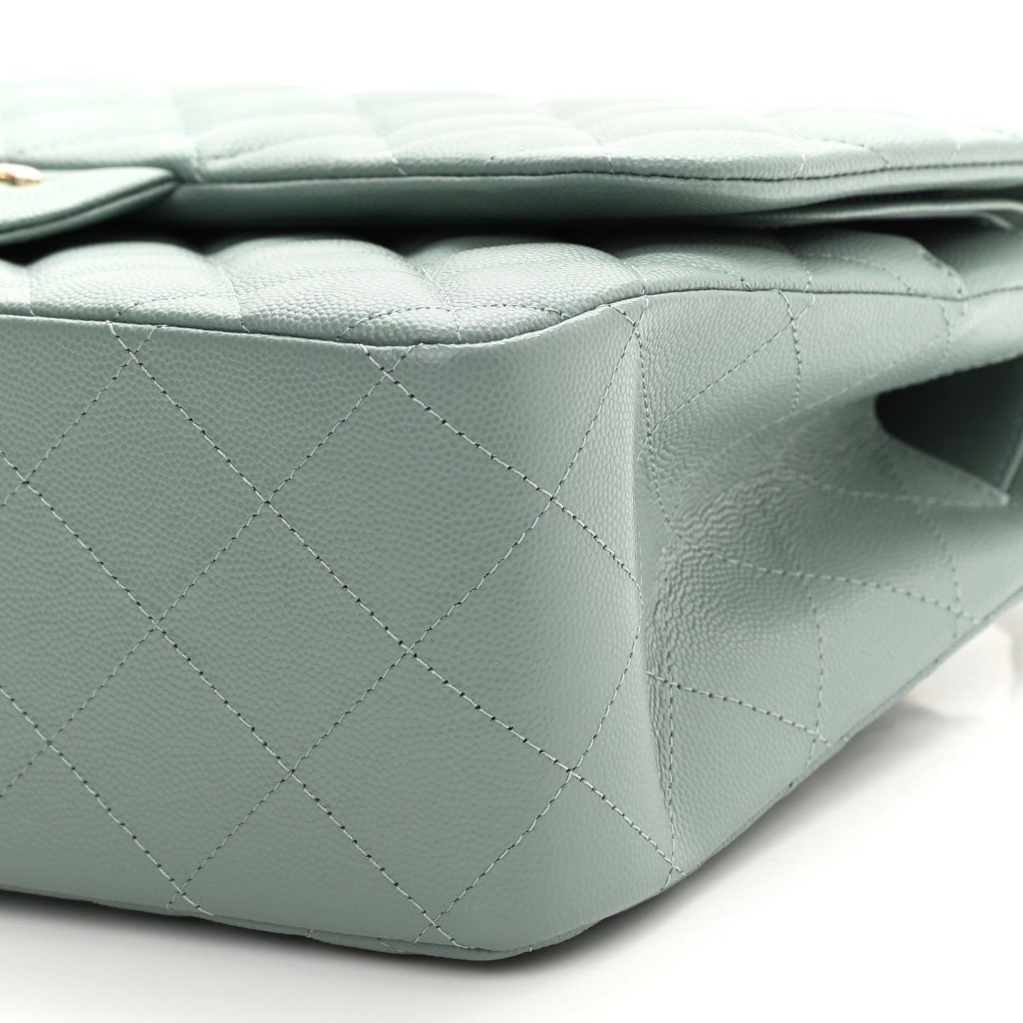 Caviar Quilted Jumbo Double Flap Dark Green