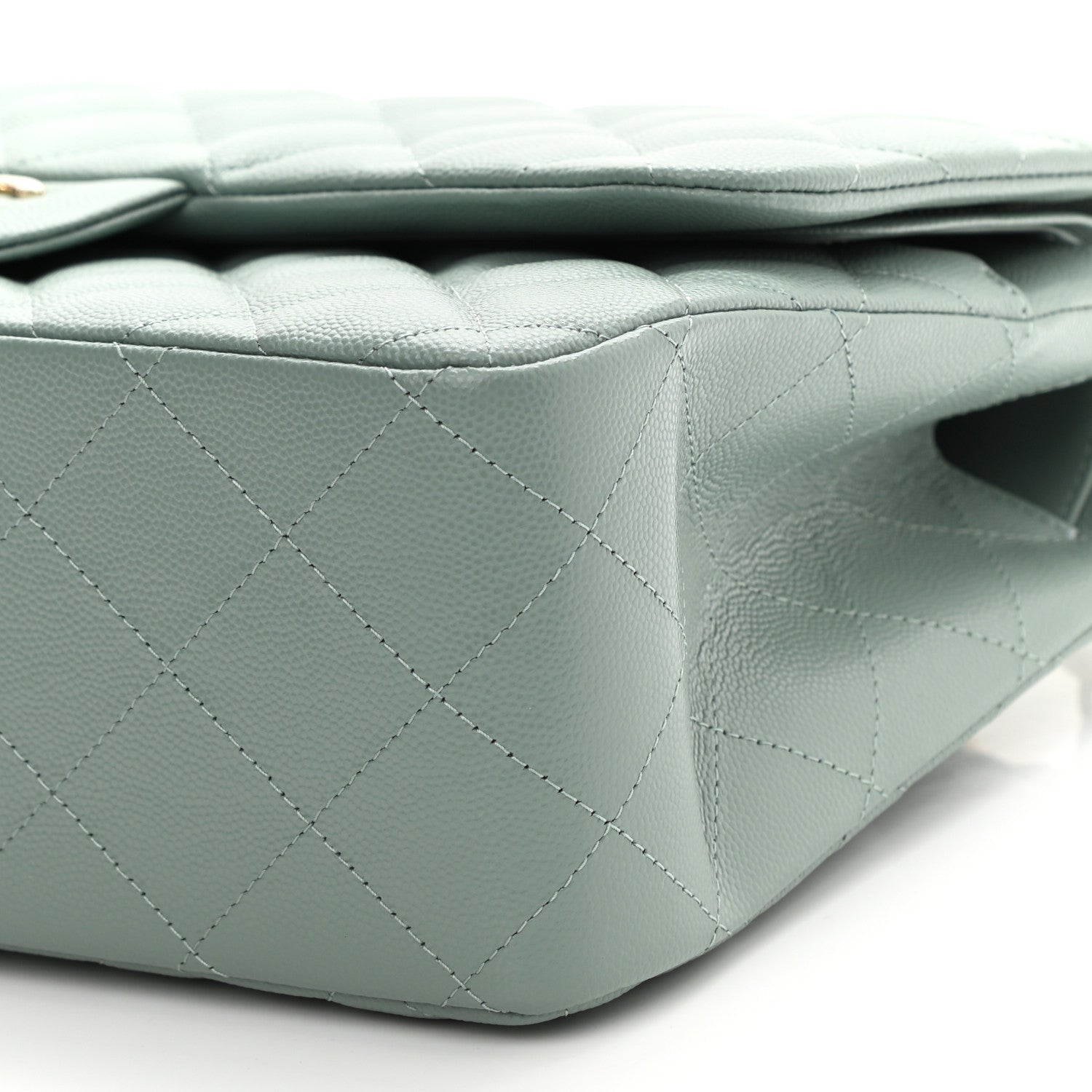 Chanel Caviar Quilted Jumbo Double Flap Dark Green 10 of 11