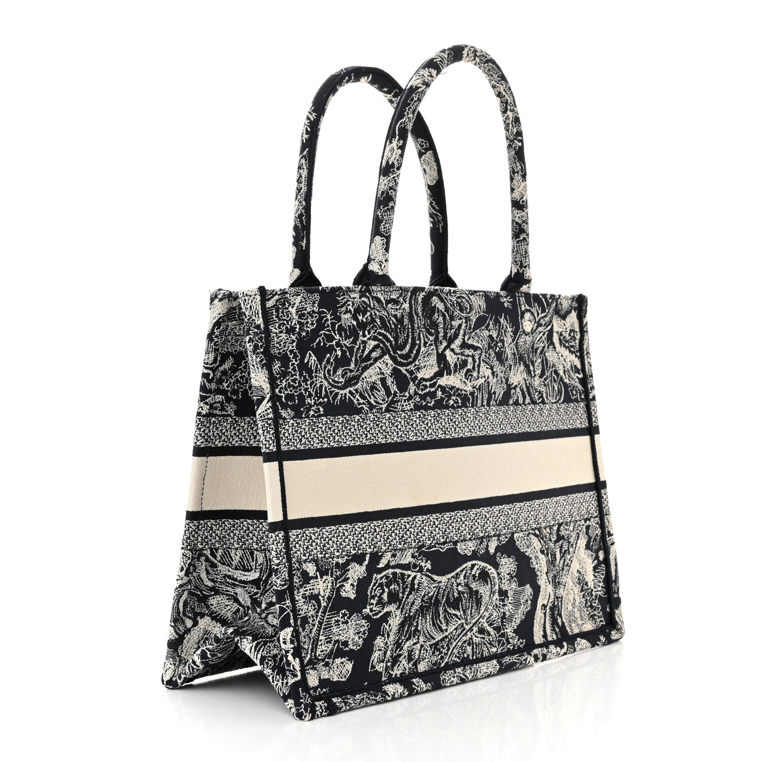 Christian Dior Canvas Embroidered Medium Toile De Jouy Reverse Book Tote Blue 3 of 10