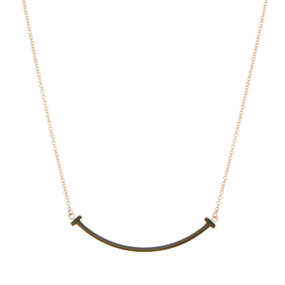 Tiffany 18K Yellow Gold Small T Smile Pendant Necklace 1 of 5