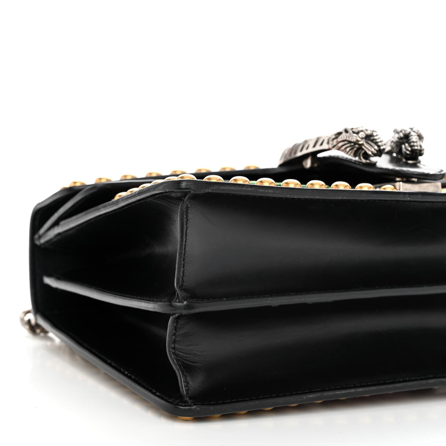 Gucci Calfskin Floral Embroidered Studded Small Dionysus Shoulder Bag Black 8 of 9