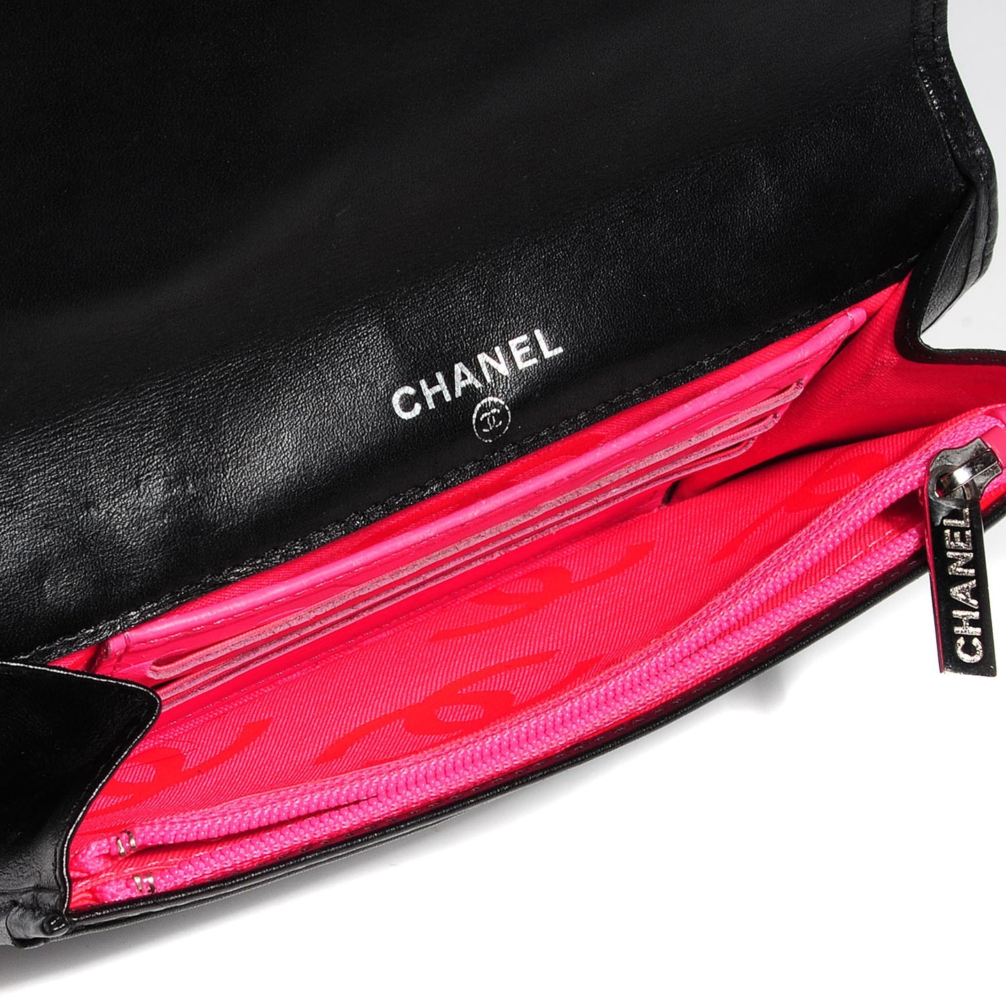Calfskin Quilted Cambon Flap Wallet Black