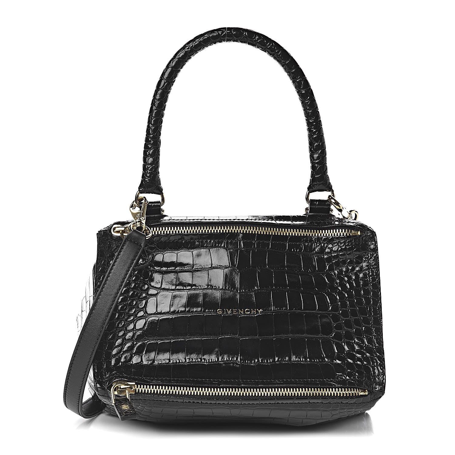 Givenchy Calfskin Crocodile Embossed Small Pandora Black 1 of 10