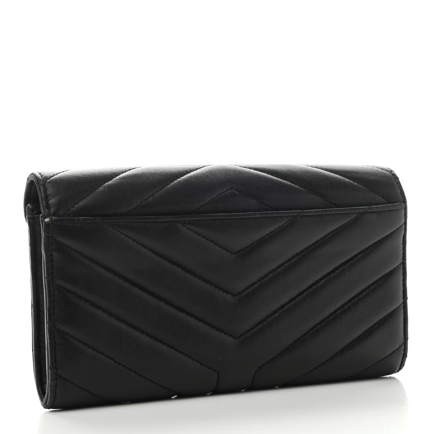 Saint Laurent Lambskin Y Quilted Monogram Large Loulou Flap Wallet Black 3 of 8