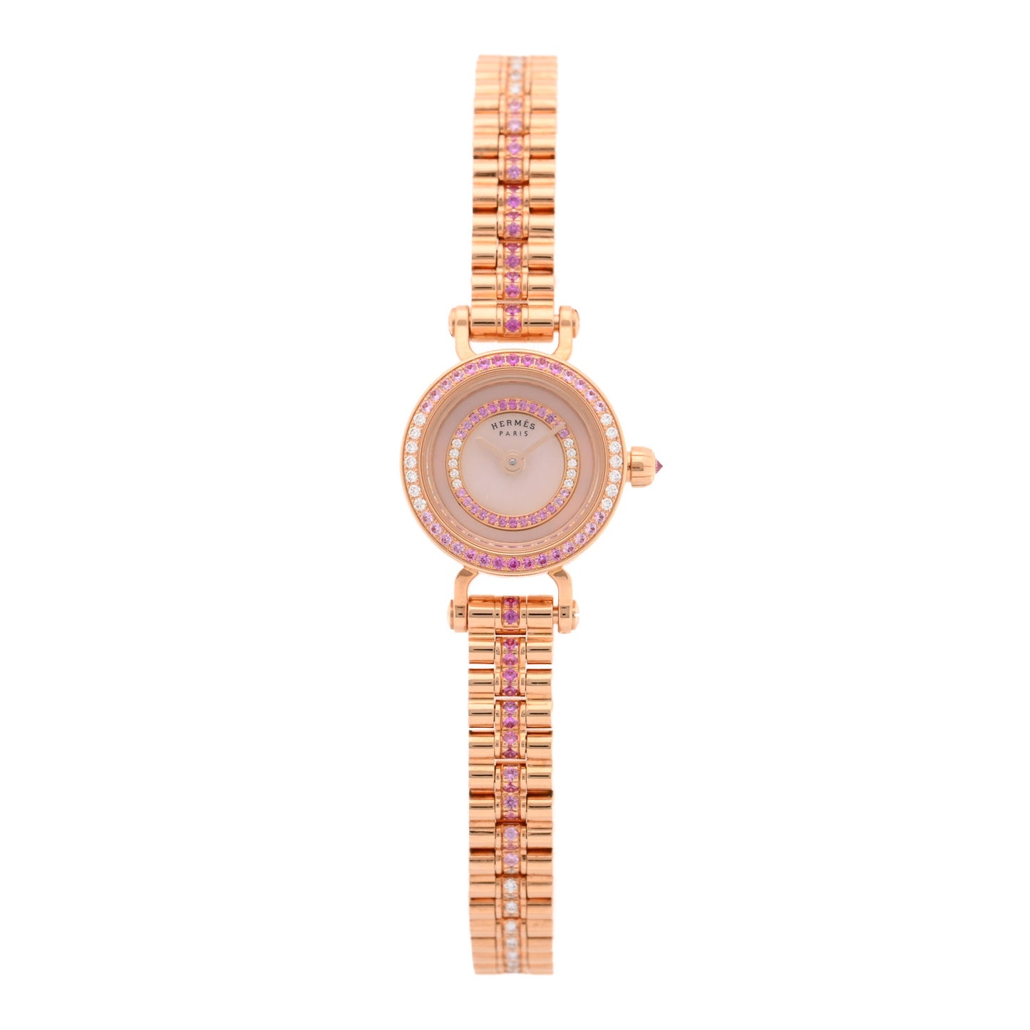 18K Rose Gold Diamond Pink Sapphire 16mm Faubourg Quartz Watch