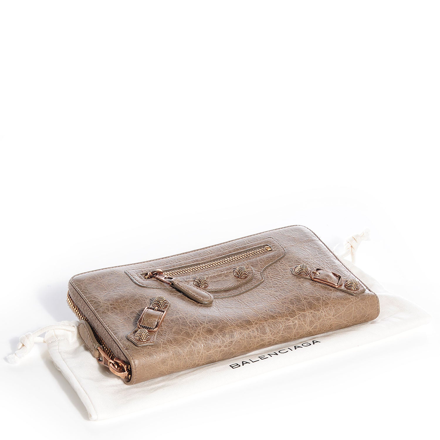 Balenciaga Agneau Giant 12 Rose Gold Hardware Continental Zip Around Wallet Gris Poivre 4 of 10