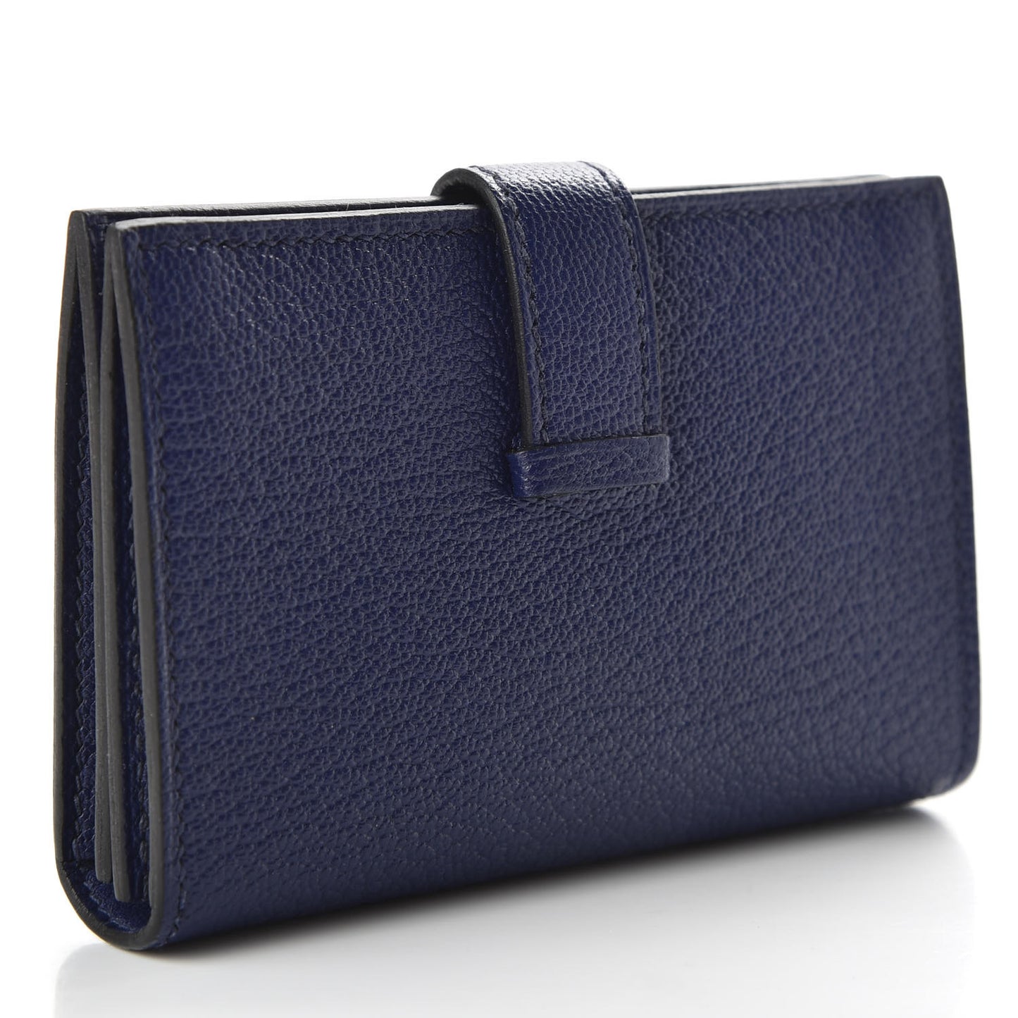 Chevre Mysore Bearn Card Holder Wallet Bleu Encre