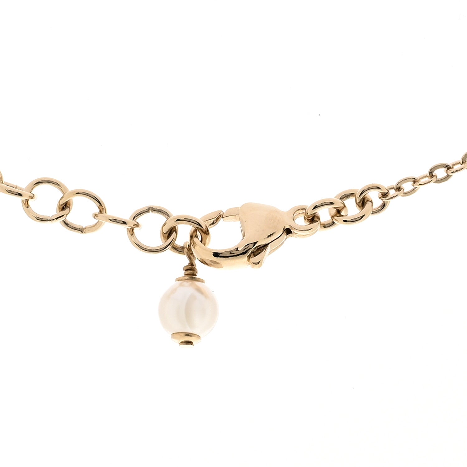 Chanel Pearl Crystal CC Flower Pendant Necklace Gold Light Brown Pearly White 6 of 7