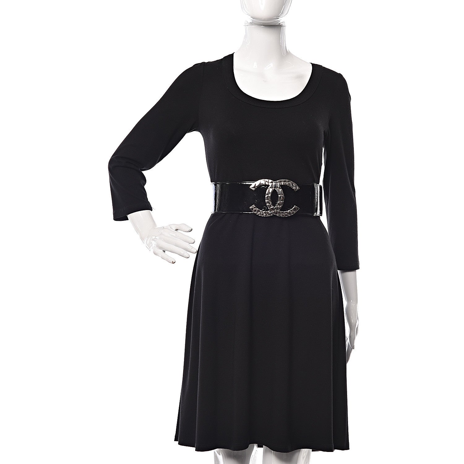 Chanel Patent Calfskin CC Wide Belt 80 32 Black 2 of 8