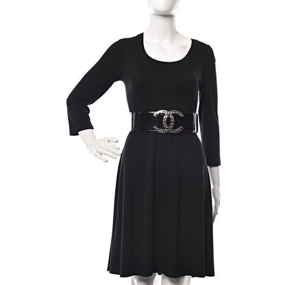 Chanel Patent Calfskin CC Wide Belt 80 32 Black 2 of 8