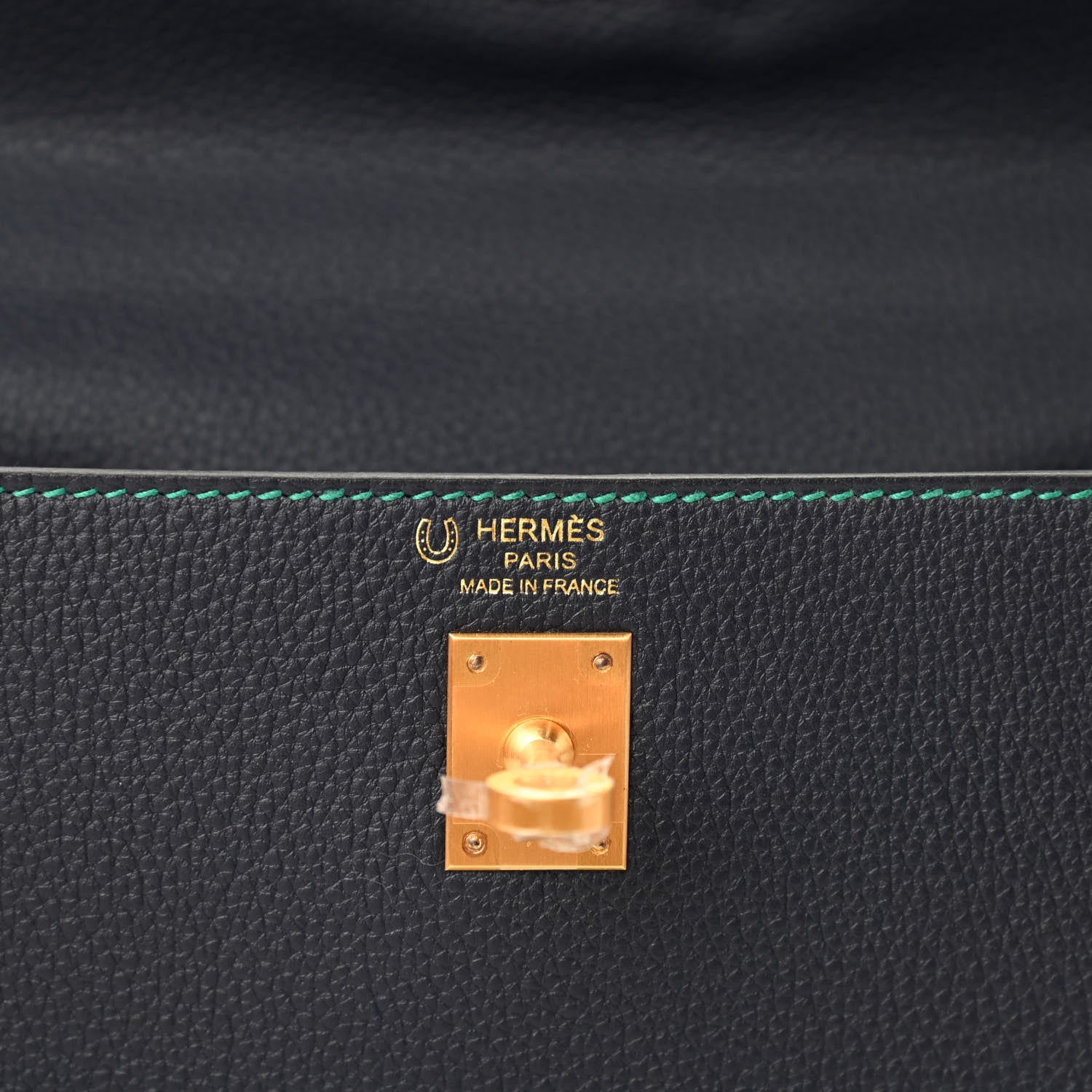 Hermes Togo Horseshoe Kelly Retourne 25 Blue Nuit Gold 6 of 11