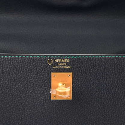 Hermes Togo Horseshoe Kelly Retourne 25 Blue Nuit Gold 6 of 11