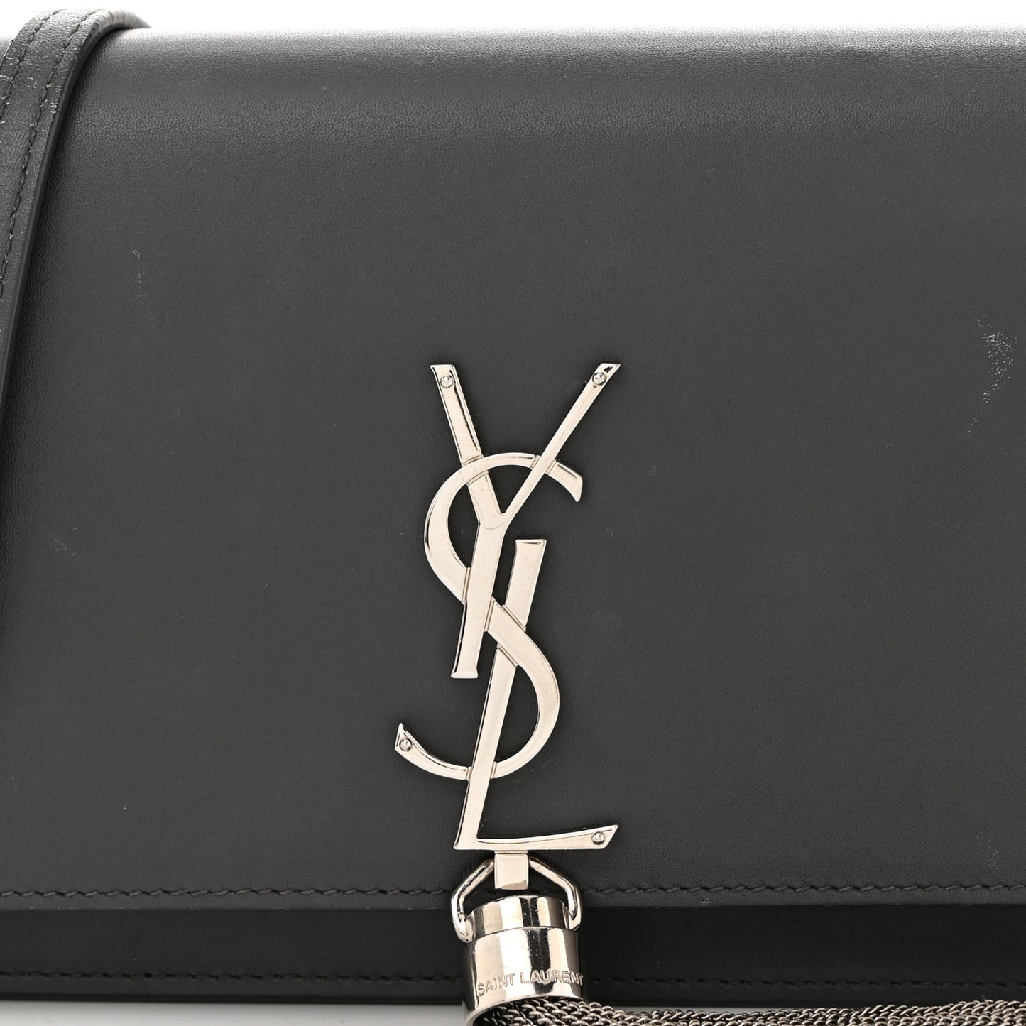 Smooth Calfskin Classic Monogram Kate Tassel Chain Wallet Asphalt