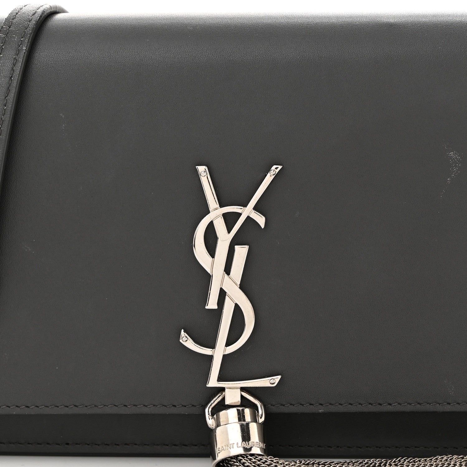 Saint Laurent Smooth Calfskin Classic Monogram Kate Tassel Chain Wallet Asphalt 7 of 11