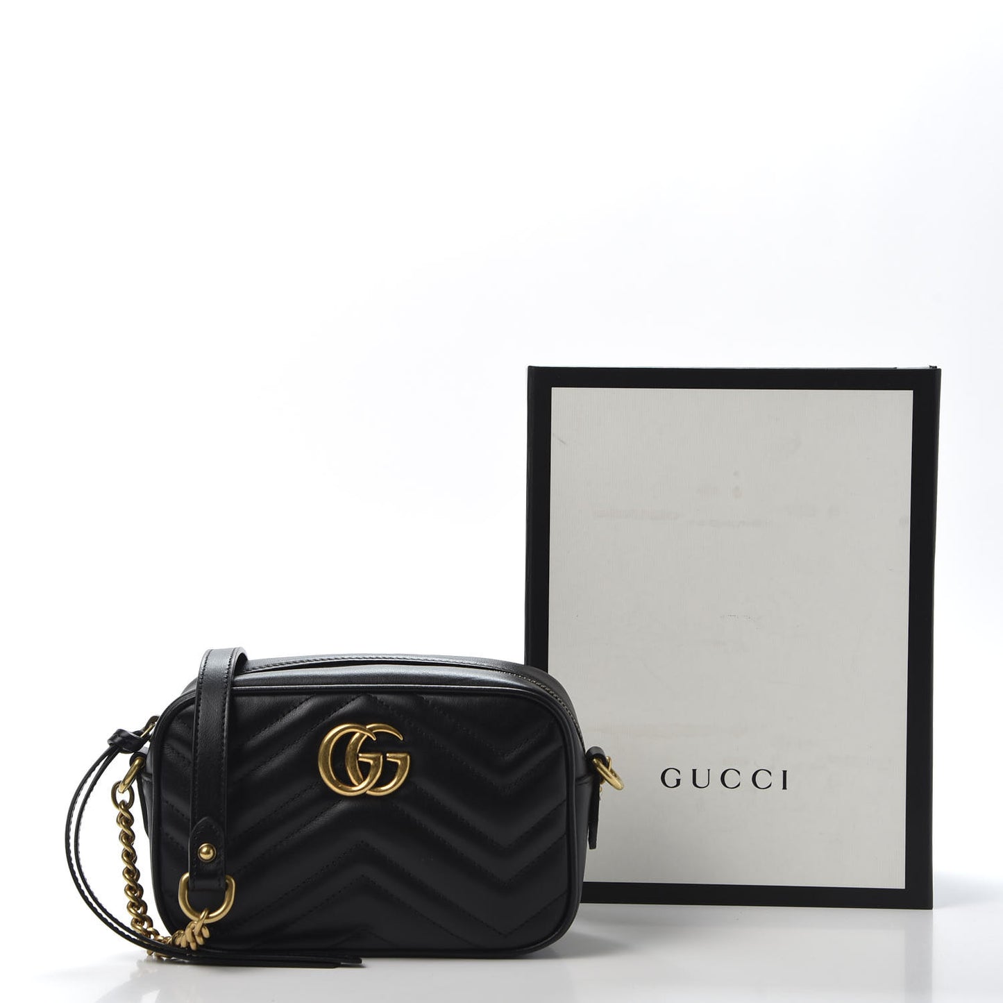 Calfskin Matelasse Mini GG Marmont Chain Shoulder Bag Black
