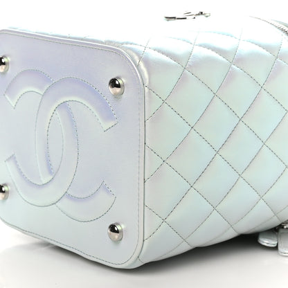 Chanel Iridescent Calfskin Quilted Small Top Handle Vanity Case With Chain Blue 11 of 12