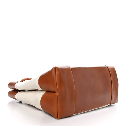 Bottega Veneta Washed Canvas Calfskin Large Andiamo  Natural Light Wood 4 of 10