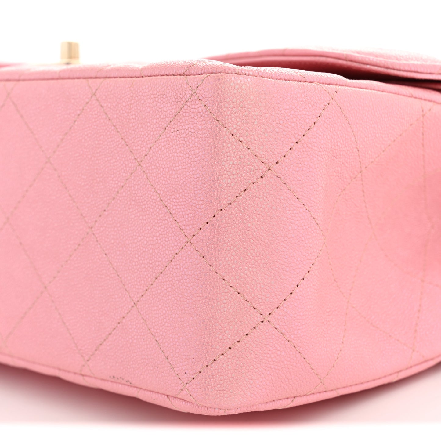 Iridescent Caviar Quilted Jumbo Double Flap Pink