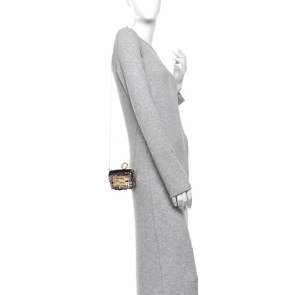 Fendi Sequin Paillettes Shiny Nappa Sex and the City Nano Maxi Buckle Baguette Charm Tortora 2 of 10
