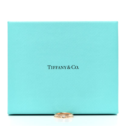 Tiffany 18K Rose Gold Diamond 4mm Logo Band Ring 55 7.25 5 of 5
