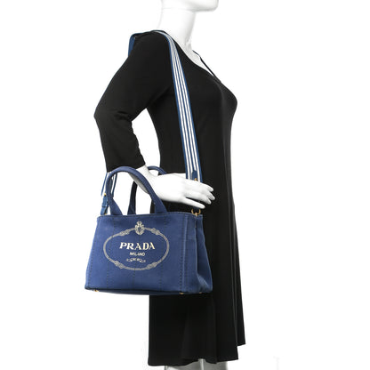 Prada Canapa Small Logo Tote Bleuette 2 of 14