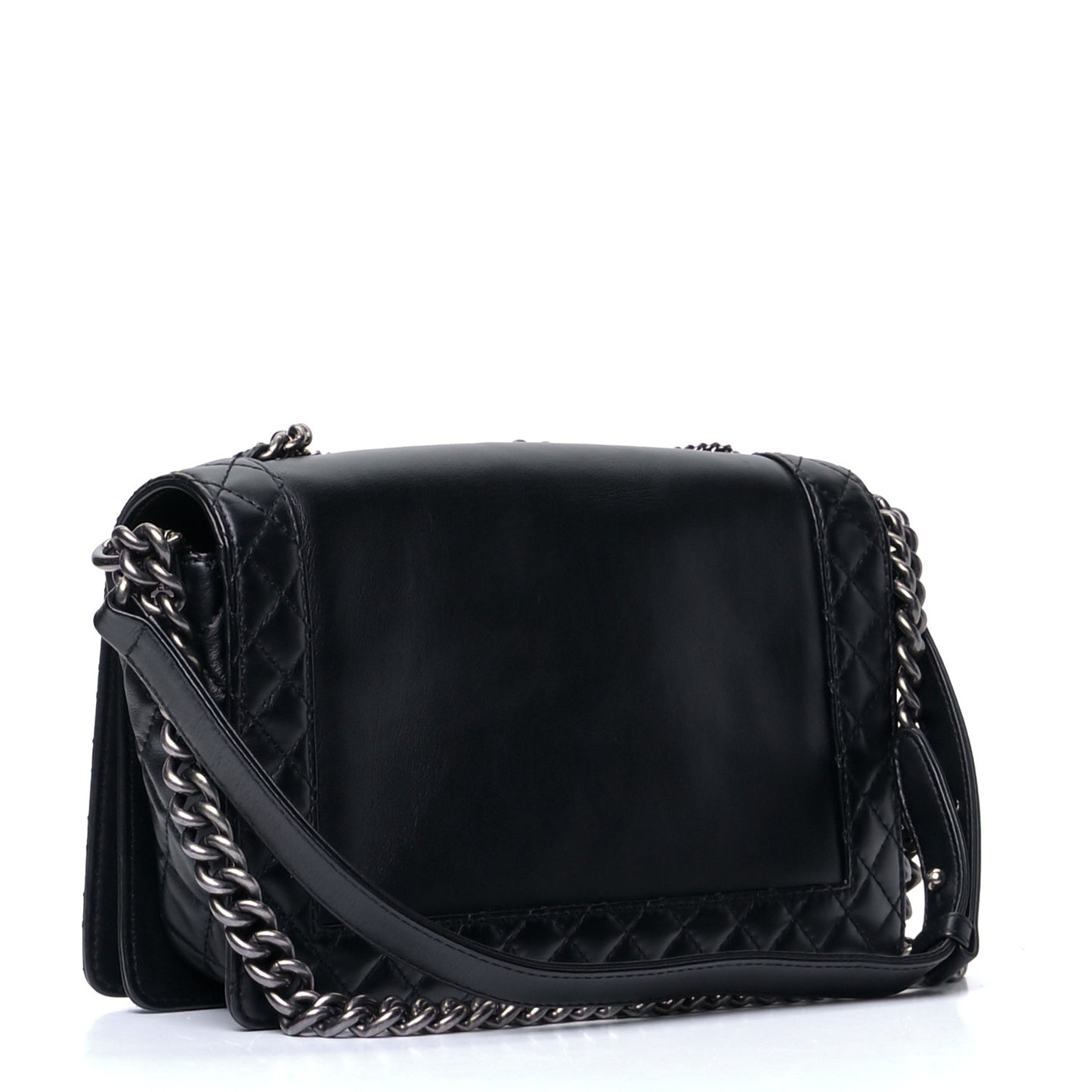 Calfskin Enchained New Medium Boy Flap Black