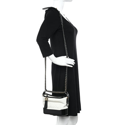 Chanel Aged Calfskin Quilted Small Gabrielle Hobo Black White 2 of 19