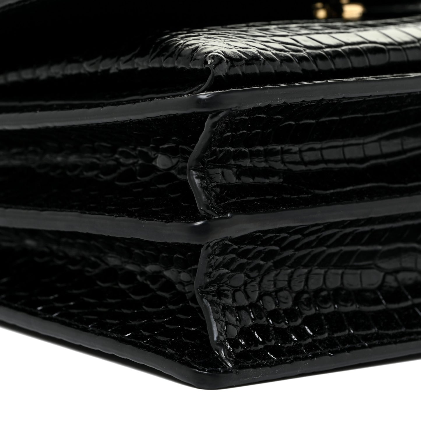 Calfskin Crocodile Embossed Medium Monogram Sunset Black