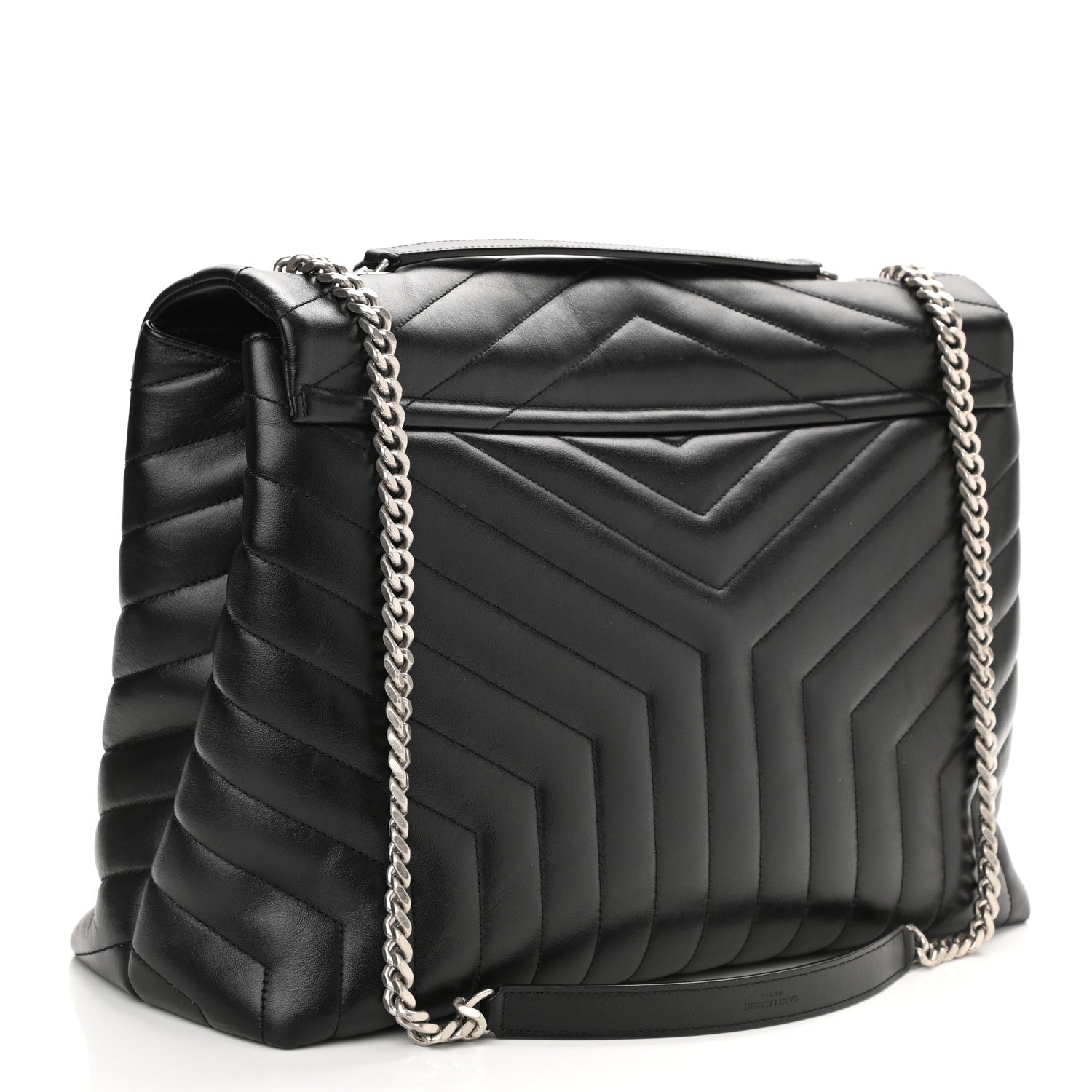 Saint Laurent Calfskin Y Quilted Monogram Large Loulou Chain Satchel Black 3 of 9