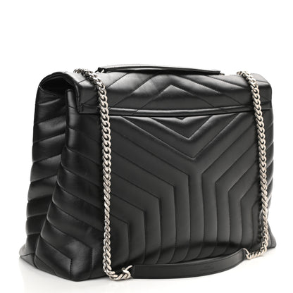 Saint Laurent Calfskin Y Quilted Monogram Large Loulou Chain Satchel Black 3 of 9