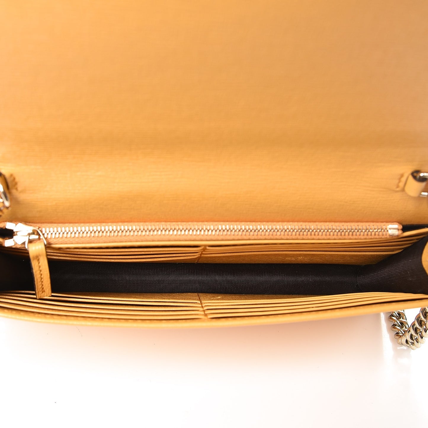 Textured Calfskin Medium Betty Chain Wallet Yellow
