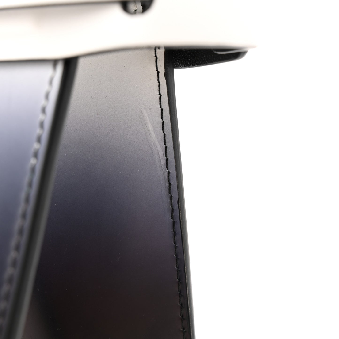 Smooth Calfskin Small Degrade Horizon Satchel White Black