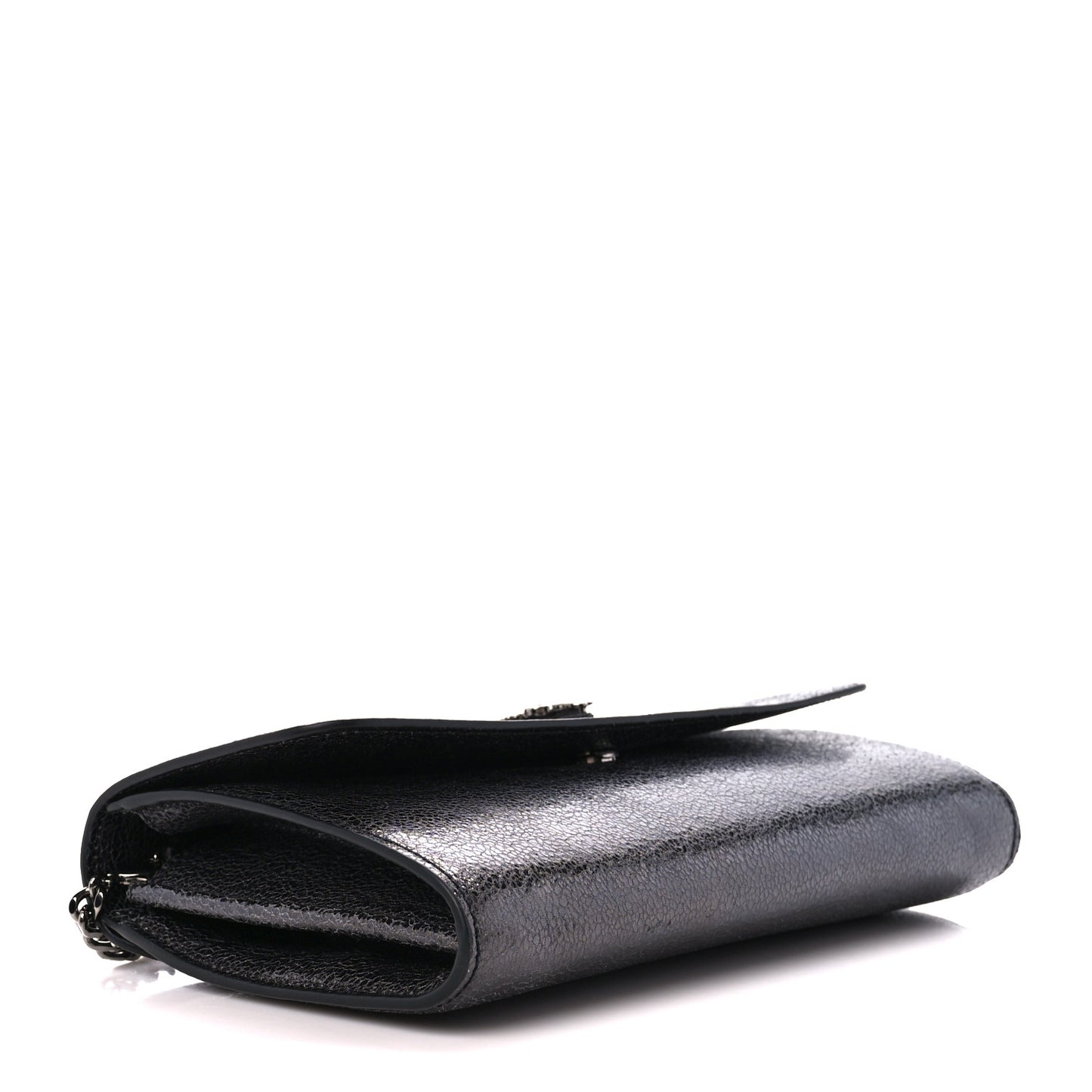 Metallic Calfksin Virtus Wallet On Chain Grey