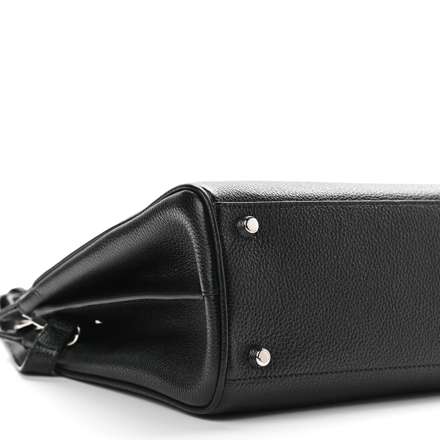 Grainy Calfskin Small Zumi Top Handle Bag Black