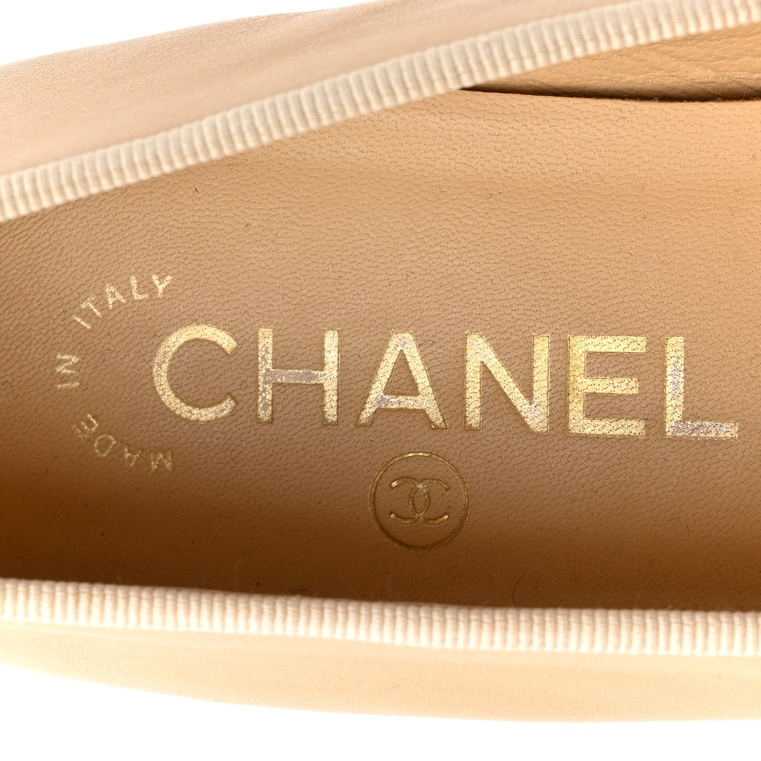 Chanel Lambskin Cap Toe CC Ballerina Flats 38 Beige Black 8 of 11