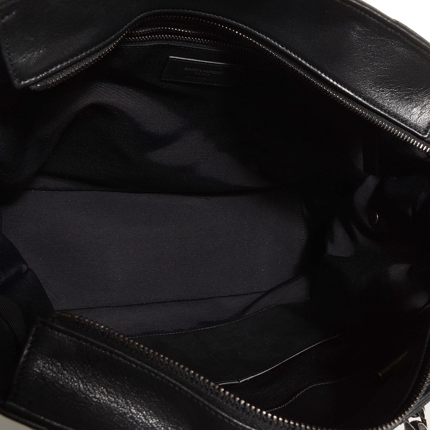 Sheepskin Classic Matelasse Chevron Large Monogram Shopping Bag Black