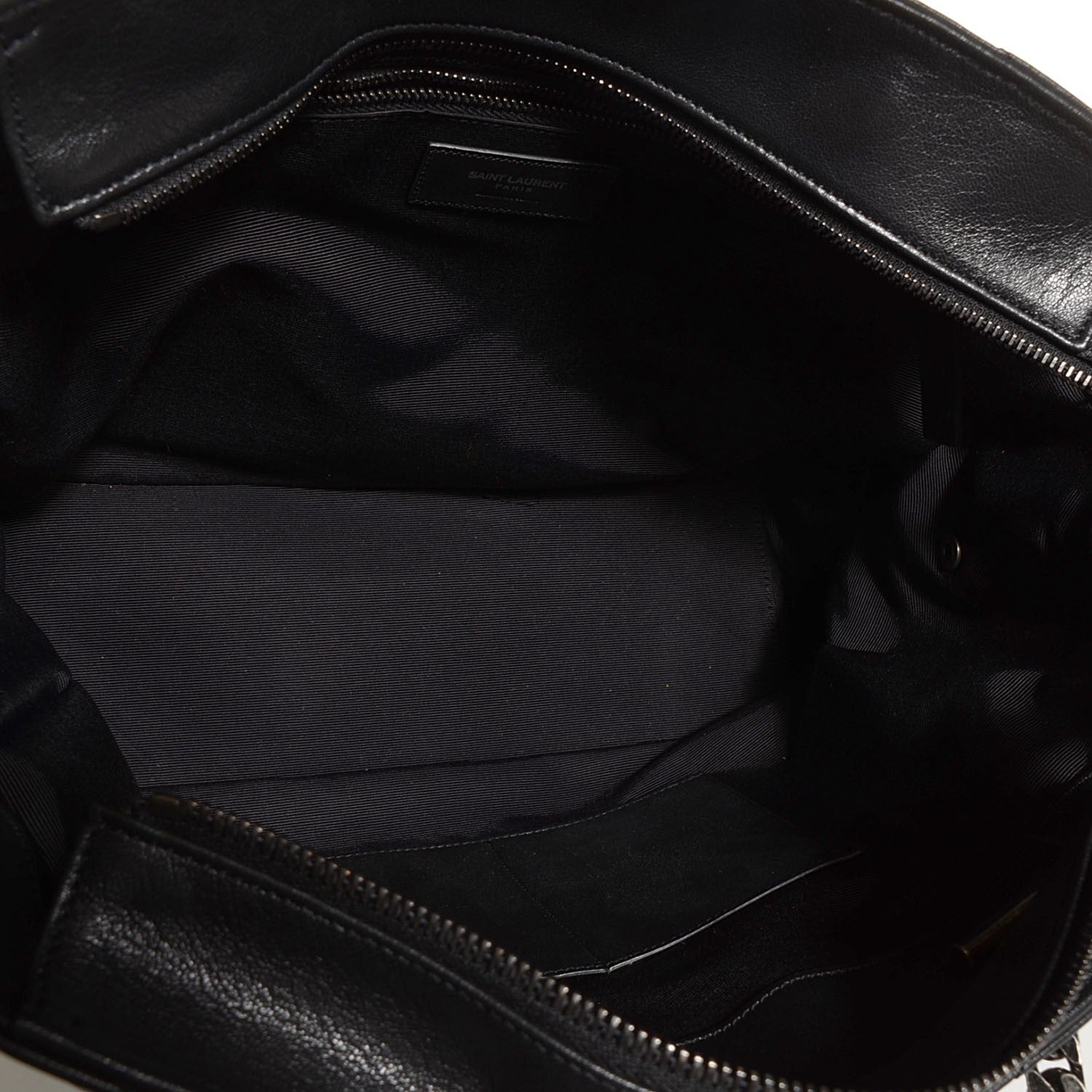 Saint Laurent Sheepskin Classic Matelasse Chevron Large Monogram Shopping Bag Black 14 of 18
