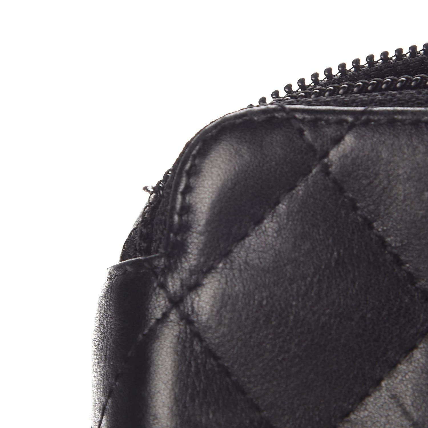 Chanel Calfskin Quilted Cambon Zip Around Makeup Pouch Black White 8 of 10