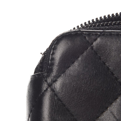 Chanel Calfskin Quilted Cambon Zip Around Makeup Pouch Black White 8 of 10