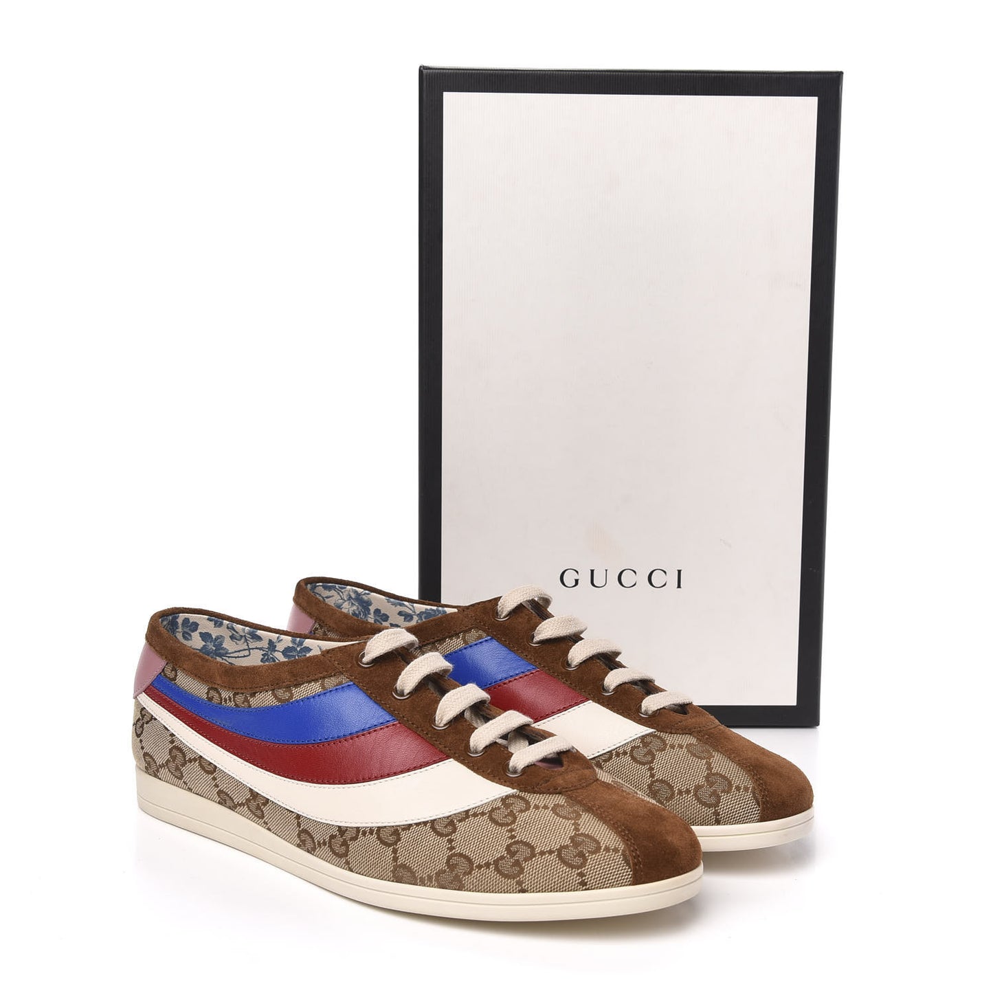 Suede Monogram Web Womens Falacer Sneakers 40 Nocciola Beige Mystic White Hibiscus Red