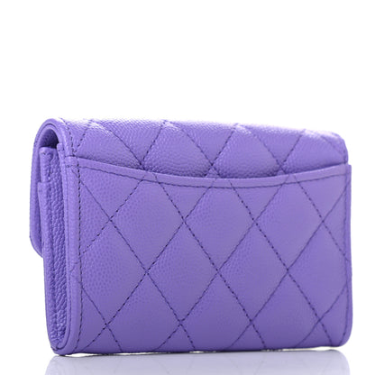 Chanel Caviar Quilted Flap Card Holder Wallet Purple 3 of 8