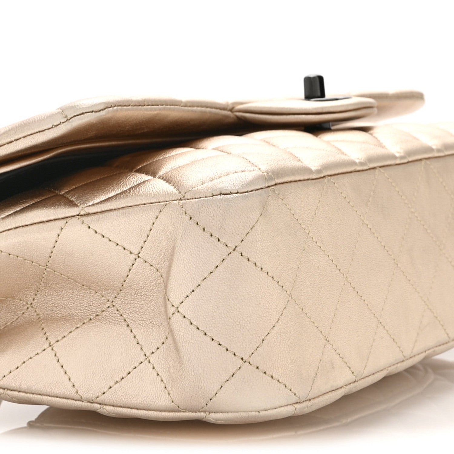 Chanel Metallic Lambskin Quilted Medium Double Flap Gold Black 9 of 10