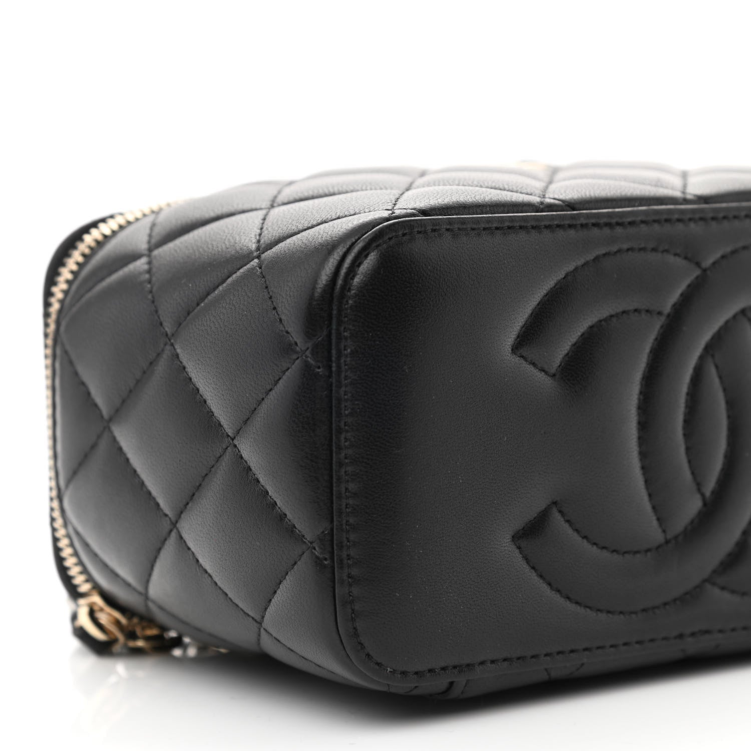 Chanel Lambskin Quilted Small Top Handle Vanity Case With Chain Black 9 of 12