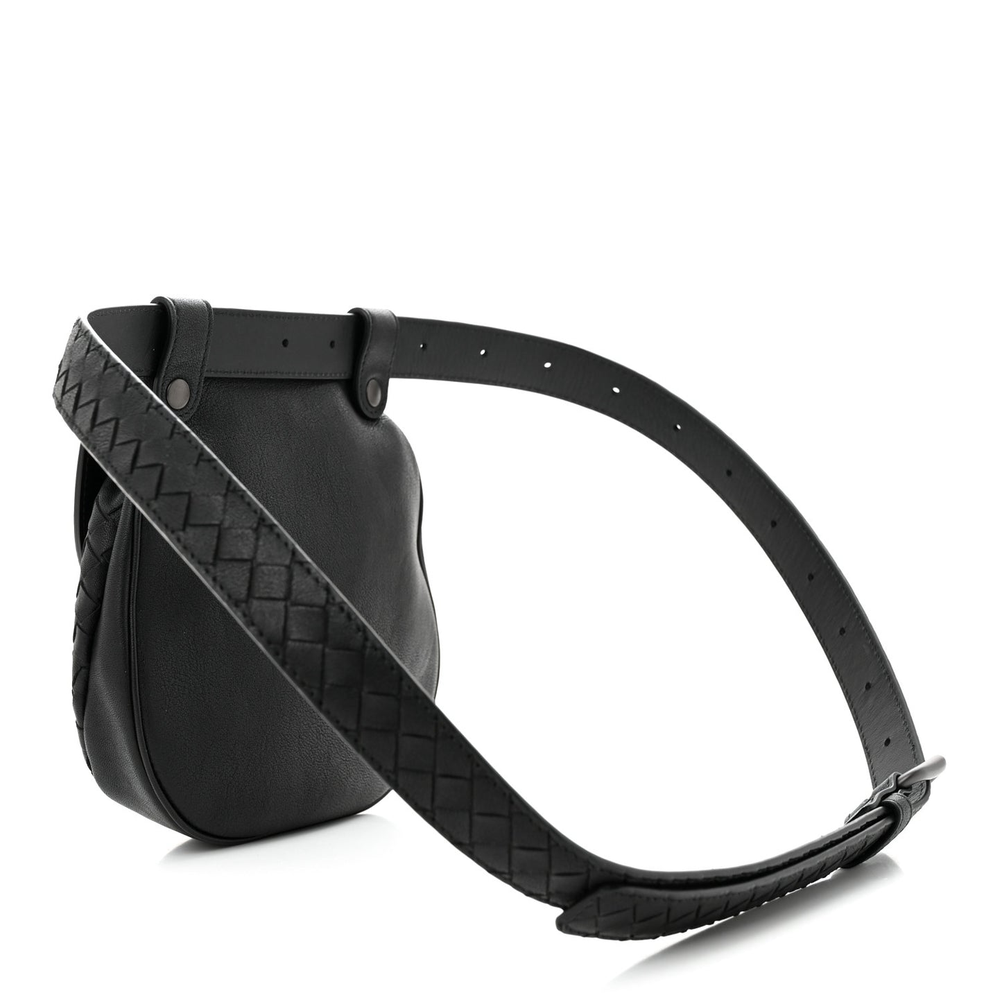 Nappa Intrecciato Flap Belt Bag Black